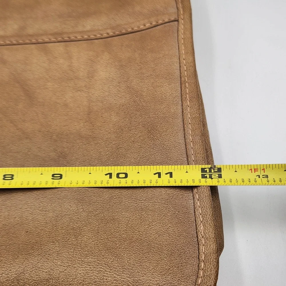 MaryAnn Rosenfeld Leather Tote Bag‎ Tan Brown Zip Top Shoulder Handbag